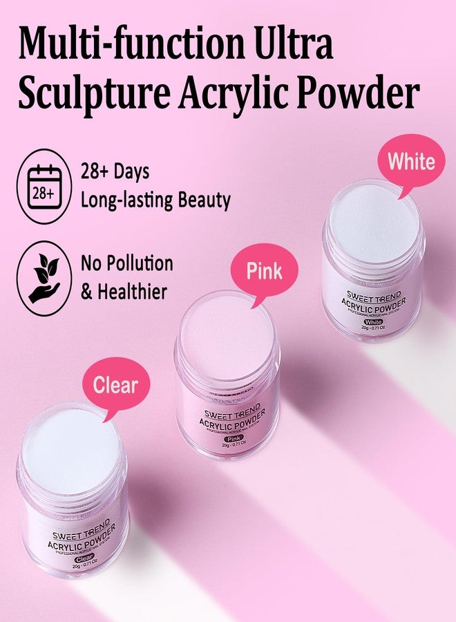 SWEET TREND Acrylic Nail Kit with Drill: 20g Clear White Pink Acrylic Powder and Liquid Beginners Set - Professional Brushes Nail Tips Nail Supplies - Full Tools Extensions Starter for Women Home & Salon - Image 3